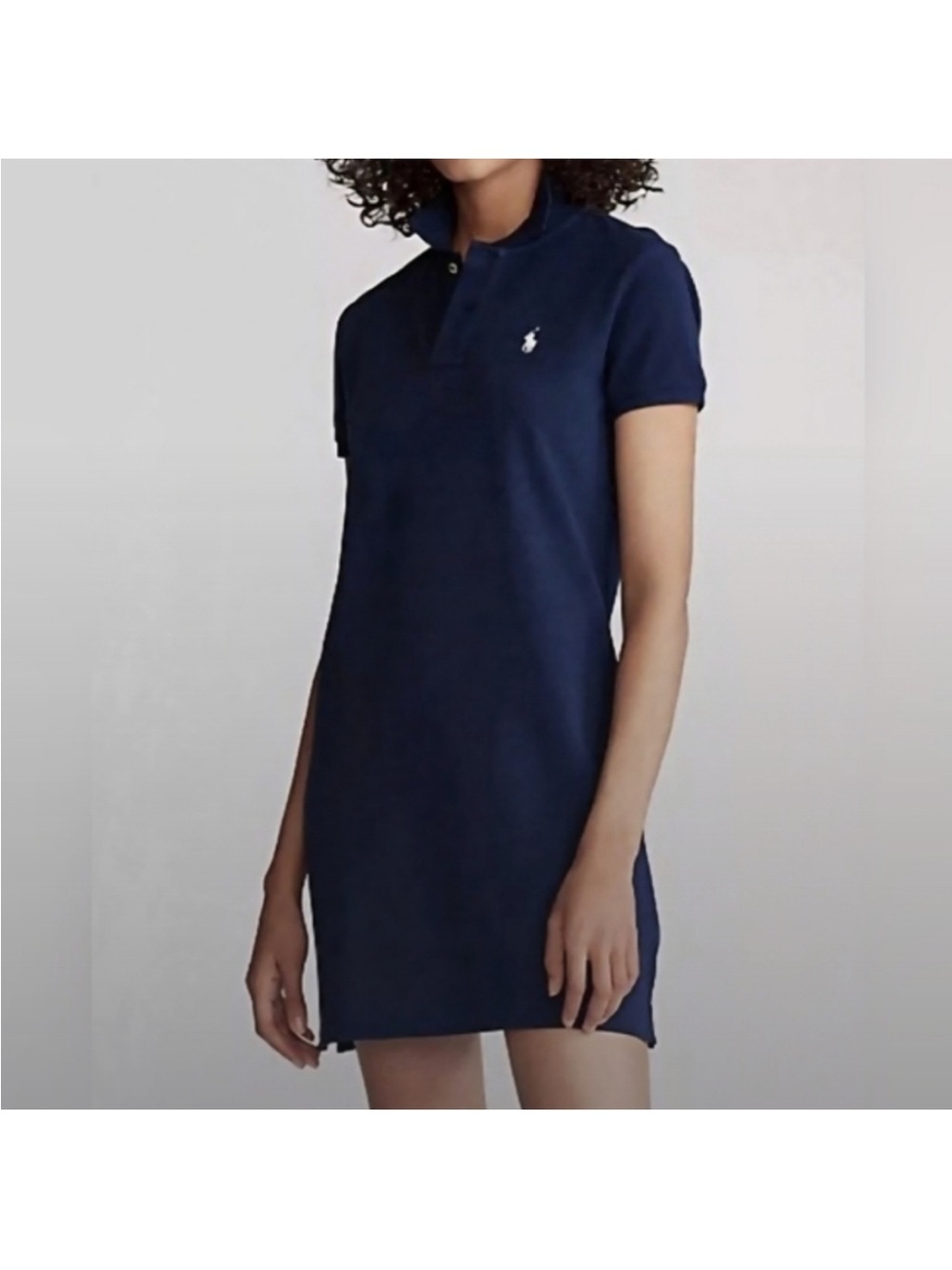 Polo Ralph Lauren Mesh Mini Polo Dress Navy Blue Shirt Dress Large Preppy